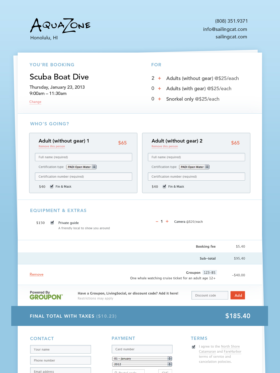 Mockup of the new booking page