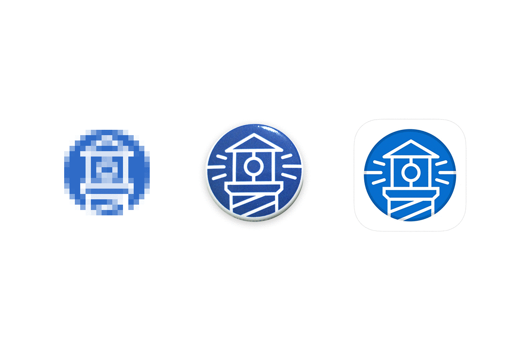 Three different uses of the lighthouse icon
