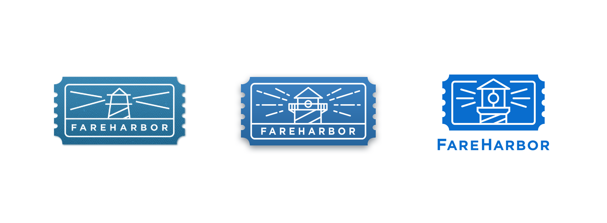 Three different versions of the FareHarbor logo