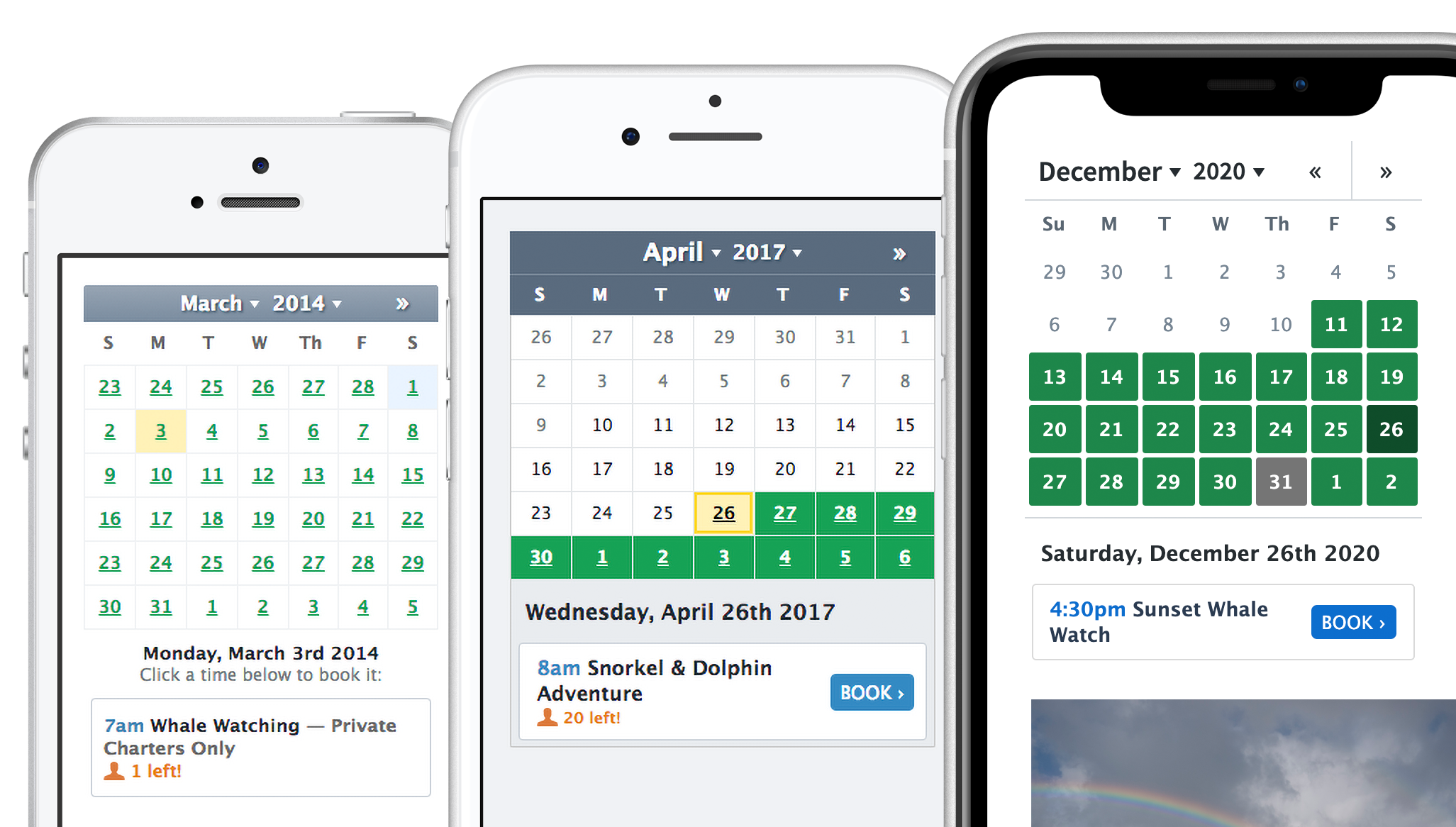 Three different iterations of a calendar design